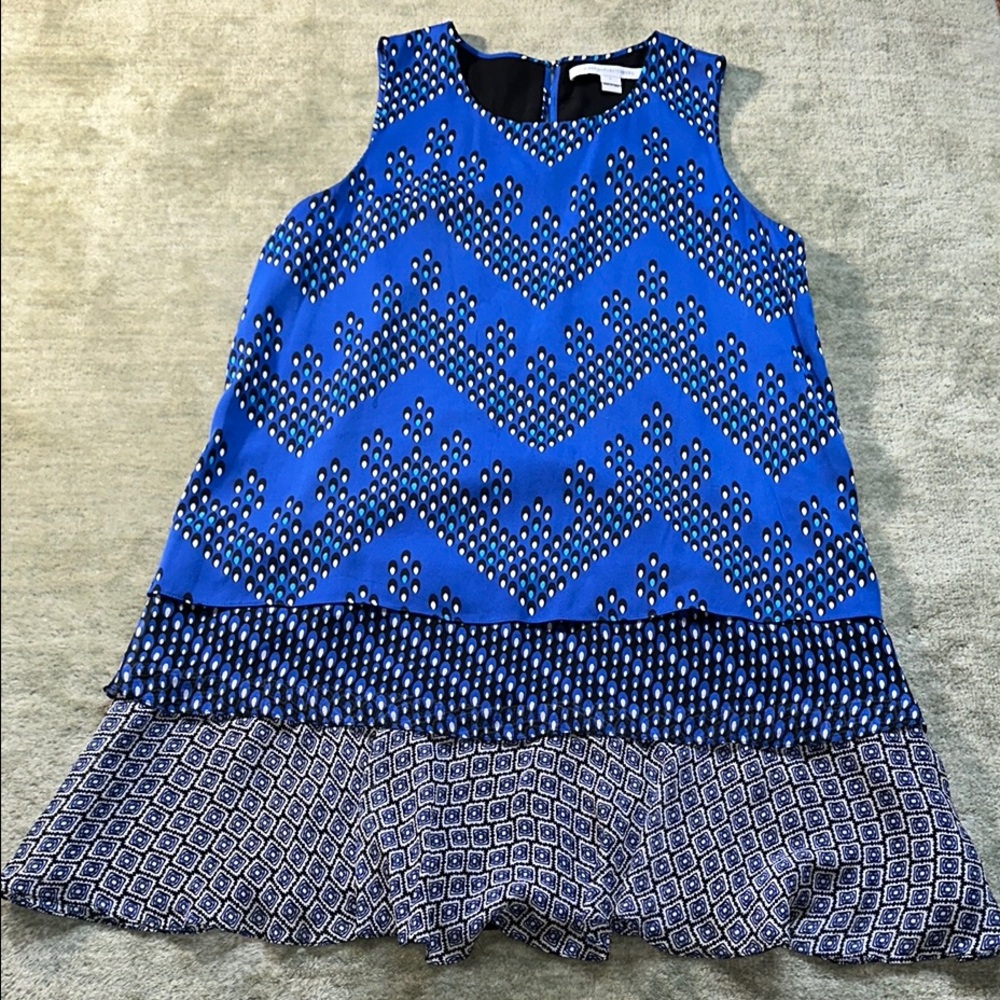 DVF Blue Patterned Sleeveless Dress